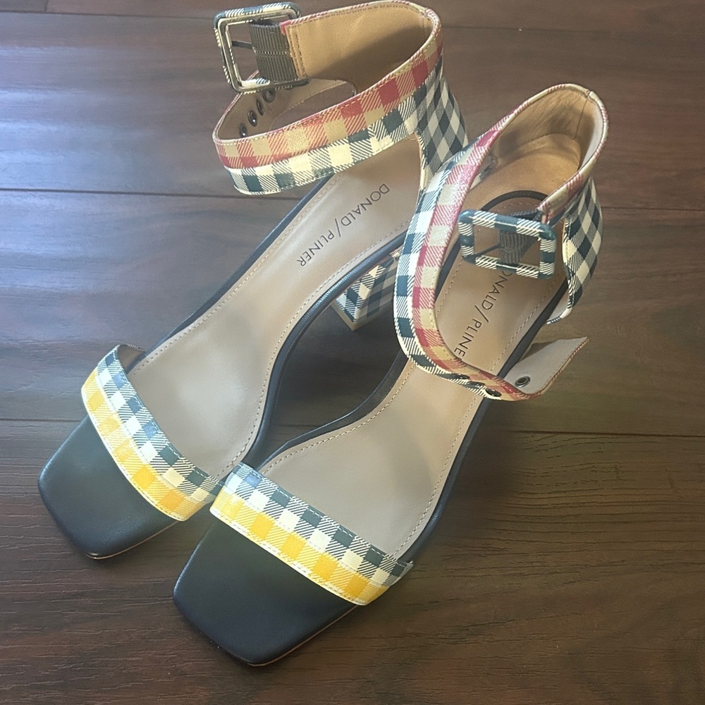 Donald J. Pliner Plaid Ankle Strap Heels